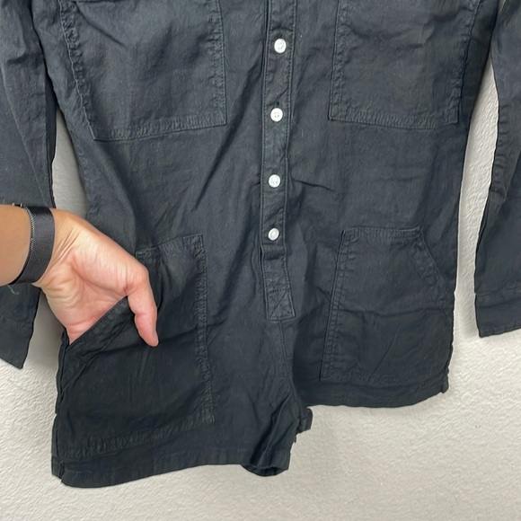 NWT Frank & Eileen Ireland Romper Cotton Linen Long Sleeve Loose Black XXS - Picture 8 of 14